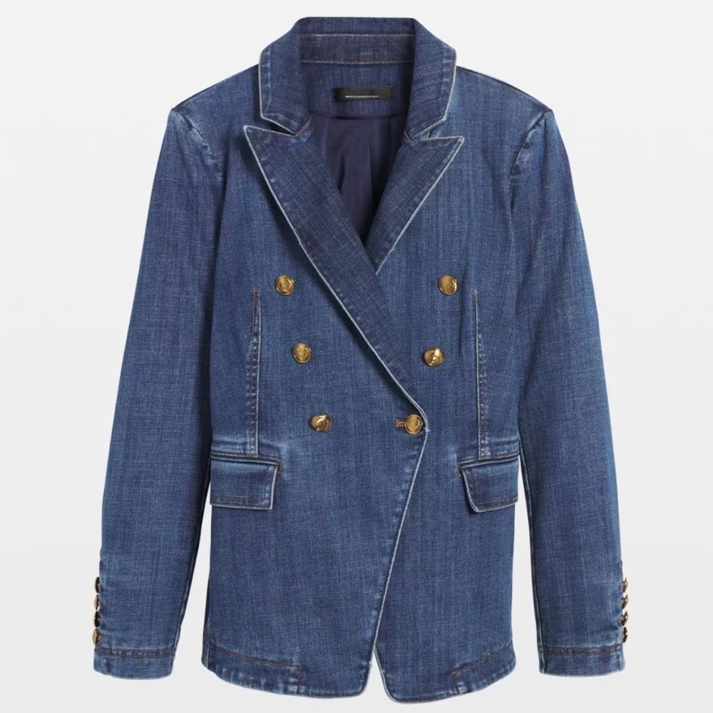 🆕 White House Black market Denim Studio Blazer - Picture 7 of 16
